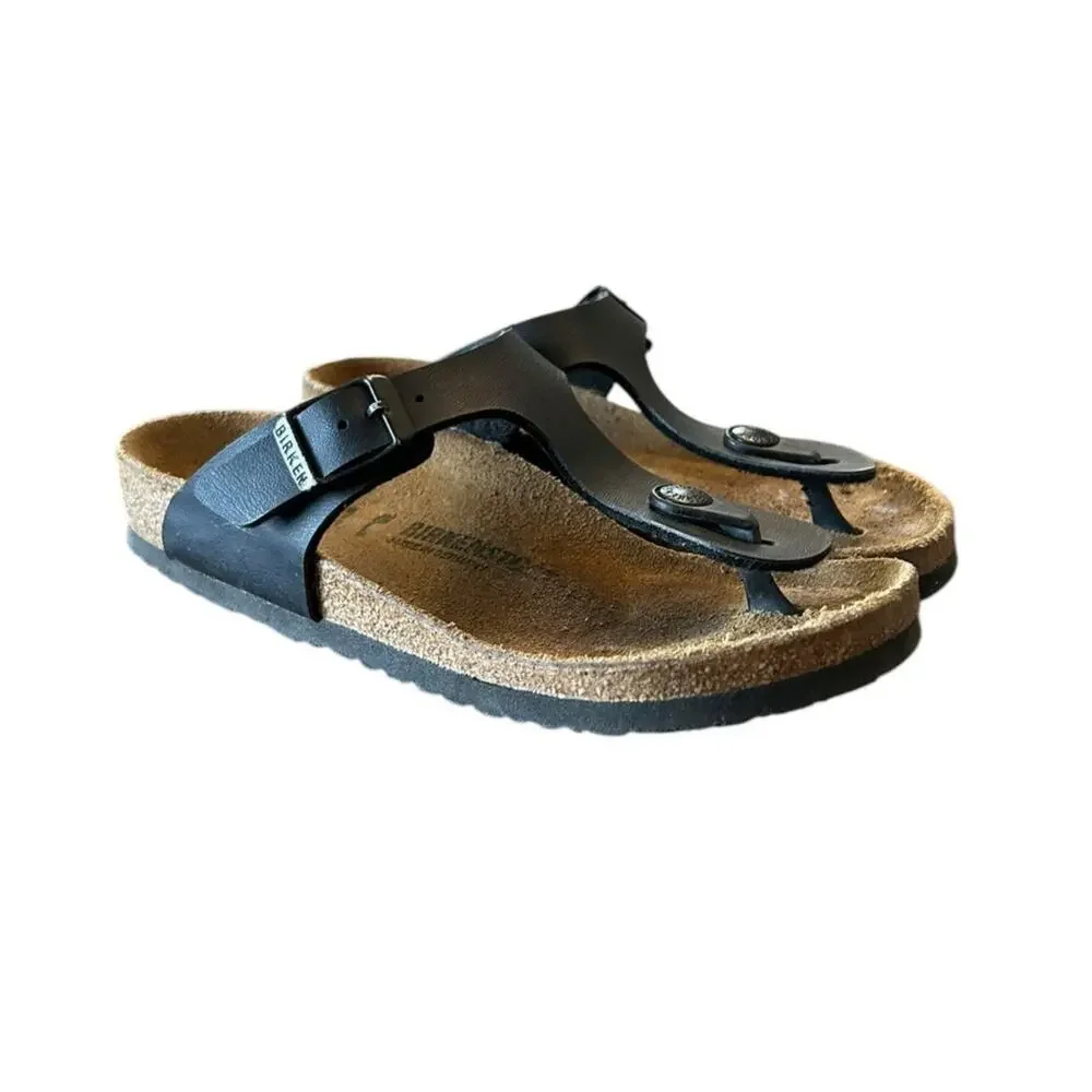 BIRKENSTOCK Girls Gizeh Sandal EU 31 US 13 Kids Black Birko-Flor Thong Slides